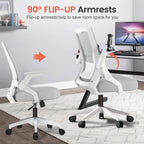 GTPLAYER Ergonomic Office Chair with Flip-up Armrests Executive Computer Chair for Home Office, Breathable Mesh & Comfy Lumbar Support, Moon Gray