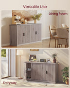 VASAGLE MAXE Collection - Buffet Cabinet, Fluted Console Cabinet, Sideboard with Adjustable Shelves, Mid Century Modern Buffet Table, 15.8 x 58.3 x 31.5 Inches, Washed Gray UBBK382G01S