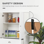 72" Freestanding Kitchen Pantry Cabinet with 2 Large Double Door Cabinets and 1 Center Drawer, White,15.75 * 29.25 * 72.5