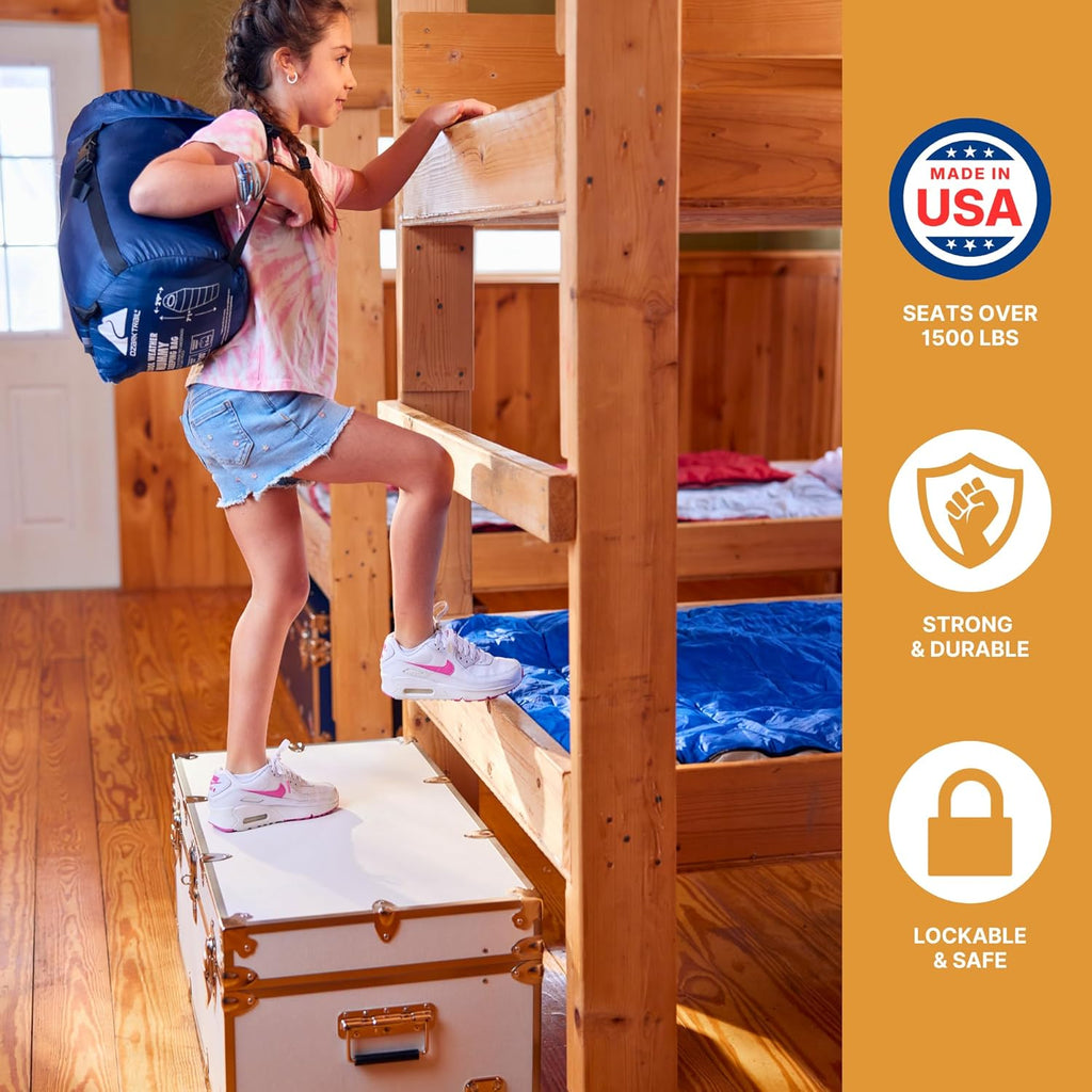 Rhino Trunk & Case Large Essential Trunk With Wheels 32”x18”x14”, 1000+ lbs Capacity - Many Colors. Strong, USA Made Summer Camp Footlocker, and Secure College Dorm Storage Chest