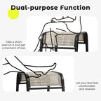 2-Pack Outdoor Textilene Fabric Footstools with Iron Frame - Waterproof Stackable Ottoman Set for Patio Garden and Poolside (Beige)