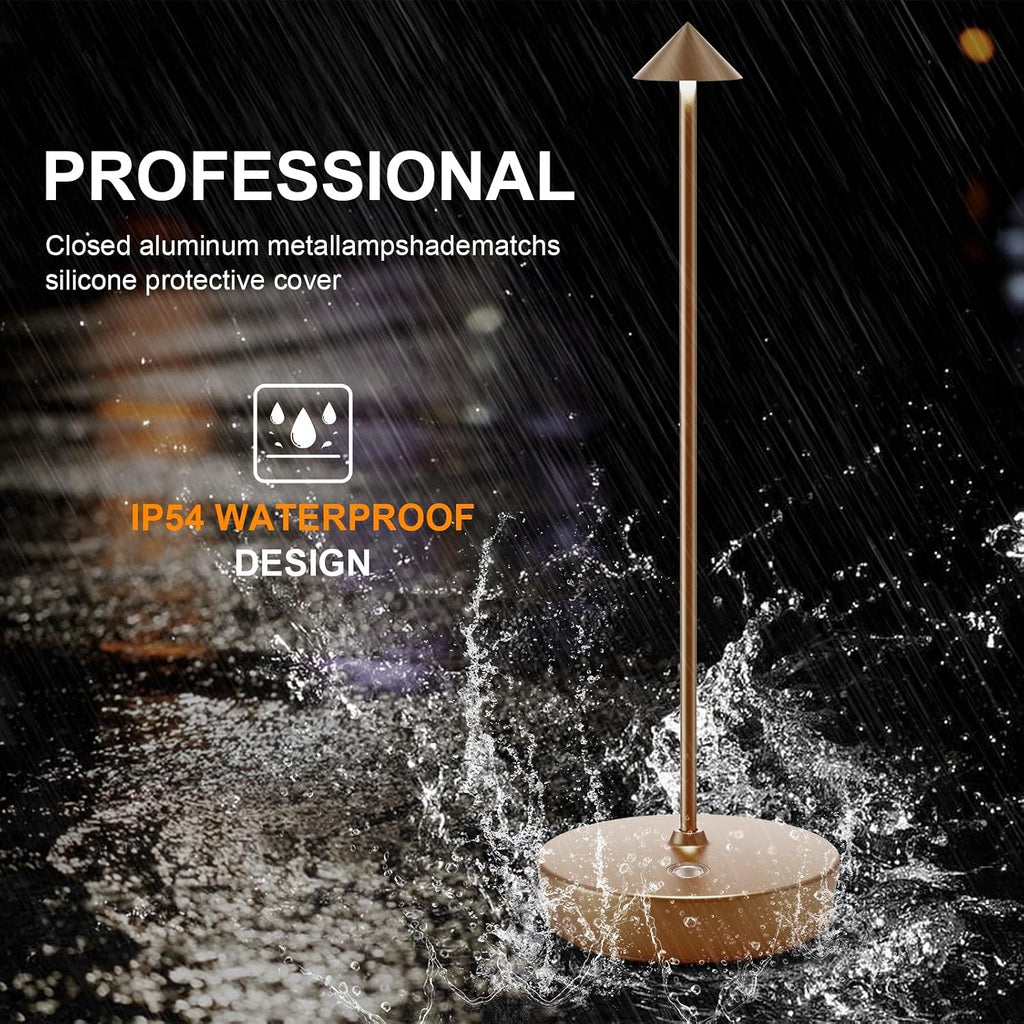 Cordless Table Lamps Rechargeable, 6000mAh Battery Operated LED Table Lamp, Up to 72 Hours Runtime, IP54 Waterproof, 3 Color Dimming for Restaurant, Dining Table & Outdoor, Bronze, Set of 2