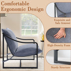 GarveeLife Sling Accent Chair 2 PCS, Mid Century Modern Lounge Chair, Rust-Proof Metal Frame with Removable Cushion, Comfortable Armchair for Living Room, Patio, Balcony, or Garden, Gray