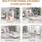 Cvortll 4-in-1 Folding Sofa Bed, Memory Foam Bean Bag Chair, Large Convertible Couch for Adults, Bedroom, Living Room, Apartment (Beige-Small)