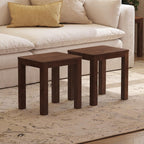 100% Solid Wood Stool, Walnut Wood Ottoman Footrest Stool Vanity Chair Bench Seat for Entryway Dining Bedroom Makeup (Walnut no Cushion, 1)