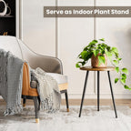 Side Table Small Round End Table Indoor Accent Table for Small Spaces Black Metal Industrial Nightstand for Bedroom, Living Room, Office.