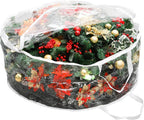 Hedume Wreath Storage Bag, 30" X 12" Clear Everyday Bag, Christmas Wreath Storage Container with Dual Zippered and Reinforced Handle, Protect Your Holiday Wreath from Dust, Insects, and Moisture