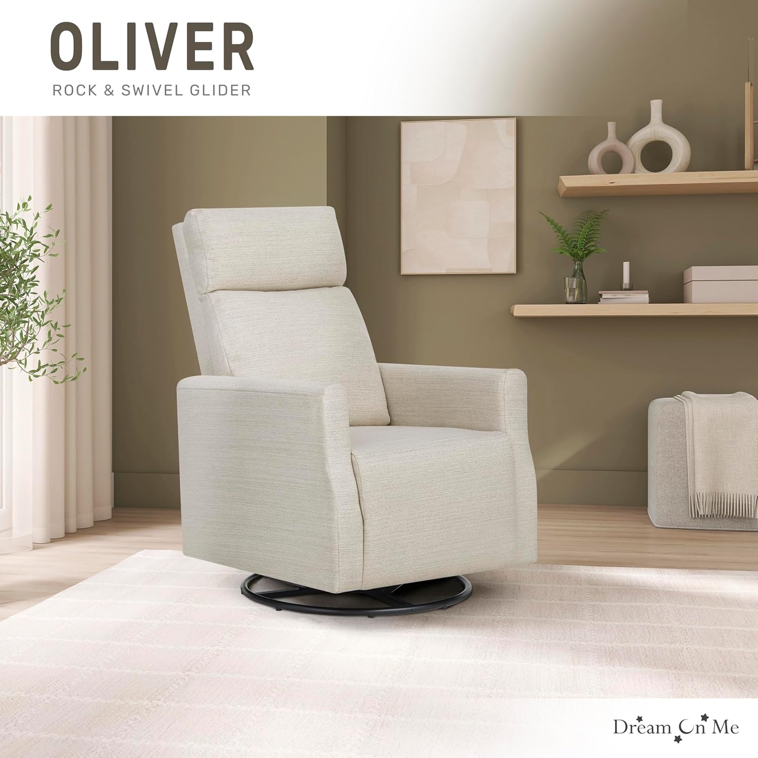 Dream On Me Oliver Swivel GliderWith 360-Degree Swivel and Plush Corduroy Fabric, FSC Certified.