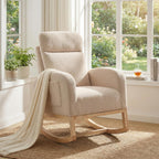 Modern Nursery Rocking Chair, Upholstered Glider Rocking Chair for Living Room, Comfortable Rocker Recliner with Side Pocket, Rocker Glider for Bedroom, Nursing Room