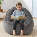 HUGHEAVEN Bean Bag Chair for Kids, Small Kids Bean Bag Chair, Cozy Reading Chair & Stuffed Floor Sofa, Soft Bean Bag Seat for Boys and Girls, Floor Chair for Gaming, Reading, Lounging & TV, Grey