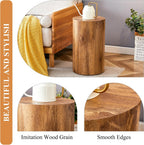 Wooden End Table Round Side Table Imitation Marble Grain Coffee Table Modern Bedside Nightstand Table for Living Room,Office, Apartment,Fully Assembled