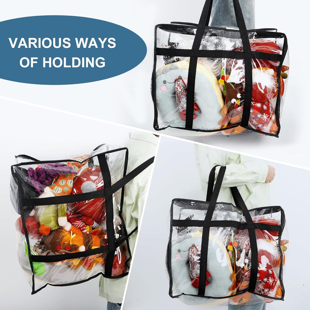 8Pack Clear Blanket Storage Bags, Vinyl Comforter Clothes Storage Closet Organizers and Storage Containers Moving Bags with Reinforced Handle for Bedding, Clothing, Comforters, Pillows, Toys,60L