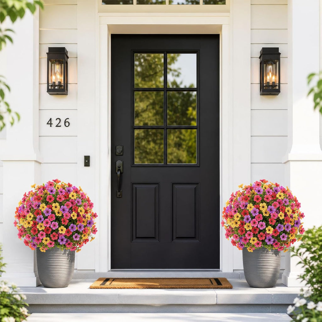 2Pcs 22" Artificial Topiary Ball Flowers for Outdoors Planters, Spring Summer Decoration, UV Resistant Faux Floral Greenery, Fake Shrubs Bushes for Indoor Outdoor Garden Yard Porch Patio Home Decor
