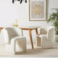 NORDICANA Barrel Dining Room Chairs with Arms, Faux Fur Accent Chairs Set of 2, for Kitchen, Living Room, Upholstered Armchairs, Off-White
