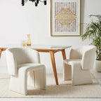 NORDICANA Barrel Dining Room Chairs with Arms, Faux Fur Accent Chairs Set of 2, for Kitchen, Living Room, Upholstered Armchairs, Off-White