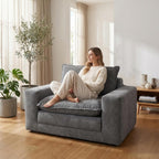58" Sofa Bed, 2 in 1 Folding Convertible Sofa Bed Corduroy Boneless Loveseat Floor Sleeper Mattress Futon Couch Bed No Assembly for Apartment Bedroom Living Room 58-Grey