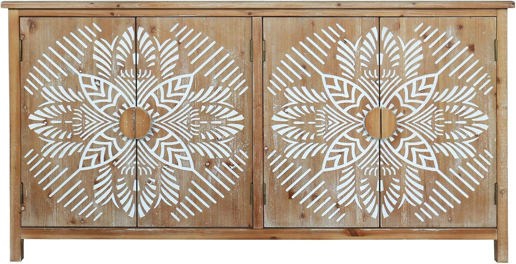 Vintage Rustic Accent Cabinet with 4 Doors, Modern Pantry Cabinet, for Entryway Living Dining Room Bedroom,for Kitchen Home