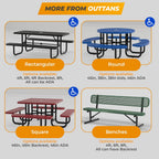 Heavy-Duty Outdoor Metal Bench, Thermoplastic-Coated, Inground, Weatherproof, Commercial-Grade for Parks, Gardens, Patios, Stores & More (6 Ft - Inground with Back, Black)