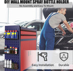 Riciakik 6 Pack Spray Bottle Holder Wall-Mounted, Aerosol Spray Can Holder Storage Rack, Heavy-Duty Paint Bottle Organizer with 30 Holes, Steel Black Spray Rack for Garage, Shop, Home or Tool Trailer