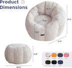 MAXYOYO Bean Bag Chair with Ottoman, Giant Pumpkin Lounge Chair for Adults | Oversized Bean Bag Chair with Footstool, Comfy and Lazy Lounge Boneless Chair for Dorm, Living Room, Bedroom, Beige