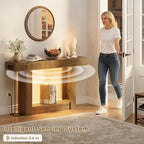 LIFECHOVY 47.2" Entryway Table with Outlet, 2-Tier Narrow Console Table with Sensor Light, Behind the Couch Sofa for Hallway/Living Room/Entrance, Natural Oak