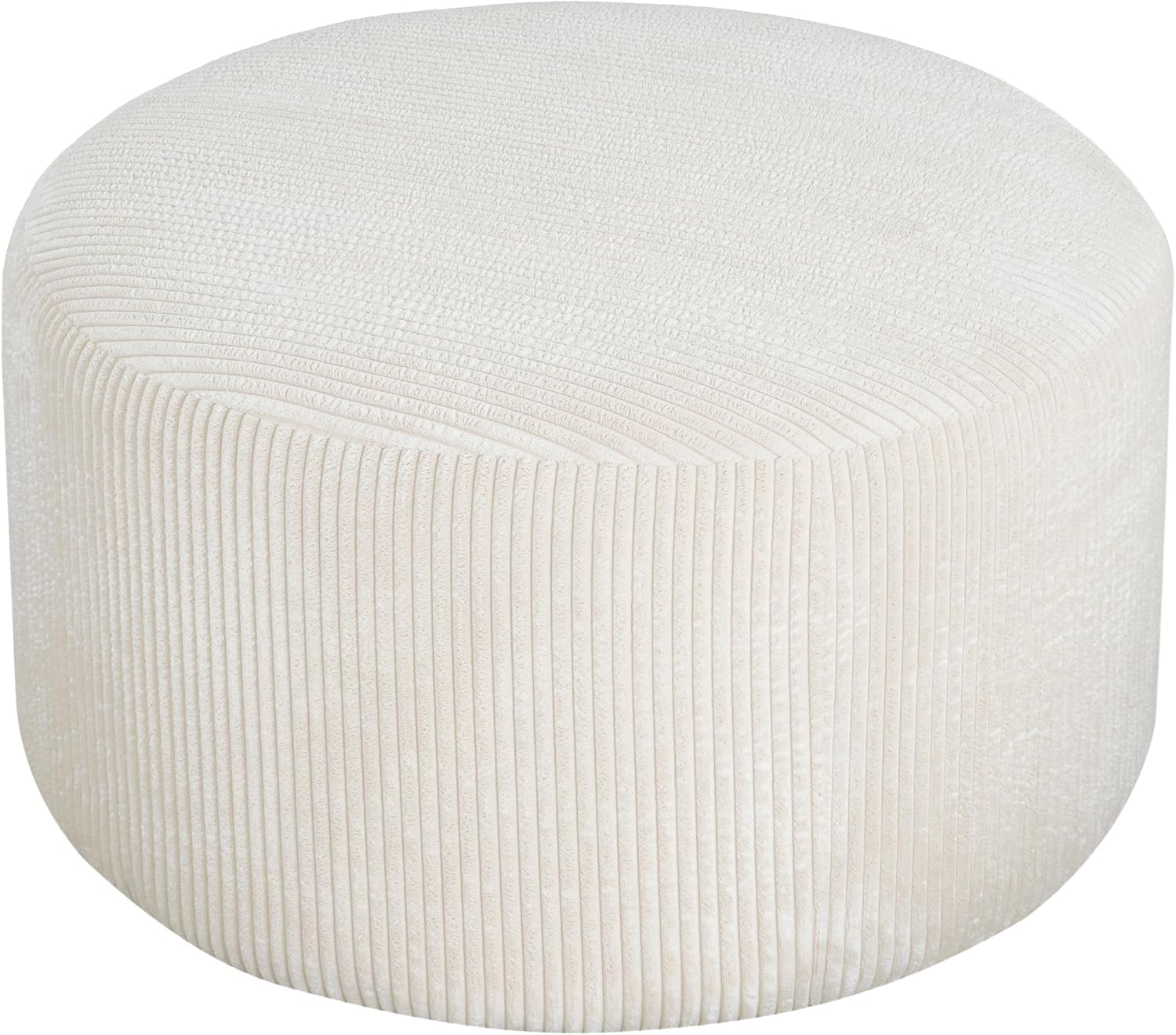 Merax 30.25" Modern Upholstered Round Corduroy Ottoman, Multifunctional Extra Seat, Side Table, Foot Rest, Stuffed Pouf Footstool for Living Room Bedroom, Beige