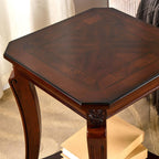 LEEMTORIG Solid Wood End Table for Living Room, 2-Tier Square Cherry Wood Nightstand, Mid Century Queen Anne Style Antique Side Table, 19.7" D x 19.7" W x 23.8" H, Cherry Walnut CJZ-A1168-WD