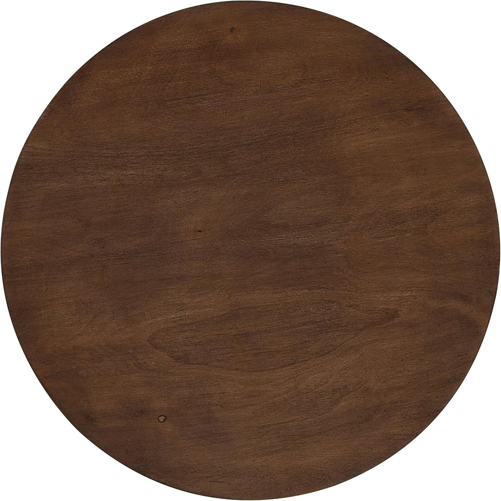 20'' Round End Table Wood Side Table for Living Room, Modern Mid-Century Retro Style for Apartment Bedroom Office, Brown (ø20'' x 20'')