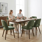 Usaint Wooden Dining Chairs Set of 4, 19.3" Modern Fabric Upholstered Dining Room Chair with Ergonomic Curved Backrest for Kitchen Dining Room and Restaurant, Green