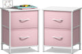 Sorbus Nightstand with 2 Drawers - Kids Bedside Furniture End Table Night Stand - Steel Frame, Wood Top & Easy Pull Fabric Bins - Dresser & Chest for Home, Bedroom Accessories, Office & Dorm (2 Pack)