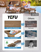 YEFU Chaise Lounge Chairs Set of 2 Outdoor,Pool Lounge Chair with Adjustable Backrest,All Weather Patio Lounge Chair with Cup Holder&Armrest,for Outside,Beach,Deck,Heavy Duty,400lbs Capacity(Teak)