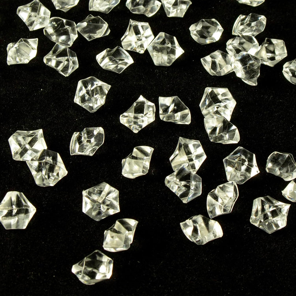 820 PCS Clear Fake Ice,0.43x0.55 Inch,1.1 lbs Acrylic Crystal Gemstones for Decoration, Photography, Vase Filling, and Parties,Non-Toxic and Reusable