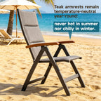 Sunair 5-Position Adjustable Folding Chair, Aircraft Aluminum, Teak Armrest | 2.0mm Thick Tubing, Holds 660 lbs, All-Weather Outdoor Use, No Assembly