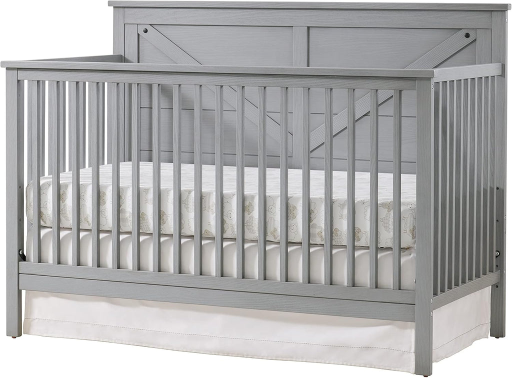 Oxford Baby Montauk 4-in-1 Convertible Crib, Farmhouse Gray, GreenGuard Gold Certified
