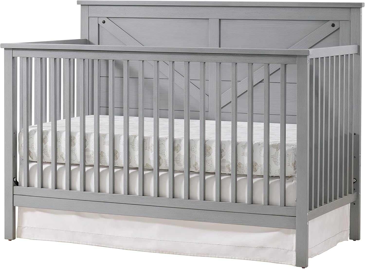Oxford Baby Montauk 4-in-1 Convertible Crib, Farmhouse Gray, GreenGuard Gold Certified