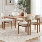 Wooden Dining Chairs Set of 4, Mid Century Modern Chenile Upholstered Dining Room Chair Kitchen Chairs with Solid Wood Legs, Farmhouse Dinner Chair for Kitchen Restaurant Living Room, Beige