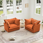 Aoowow Oversized Modular Sectional Sofa Chair Set of 2, 49” Chenille Fabric Single Armchair Comfy Deep Seat Couch Sofa with Big Toss Pillows for Living Room Apartment Office(Orange-Chenille)