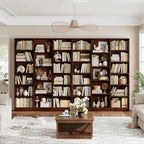 FACBOTALL Triple Wide Bookshelf, 6 Tier Large Bookshelf, Bookcase with 17 Open Display Shelves, 74'' Tall Bookcases and Bookshelves for Living Room, Home Office, Library, Cherry