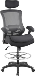 BOLISS 400lbs Ergonomic Drafting Chair,Tall Office Mesh Chair, Standing Desk Chair,Height Adjustable Armrest and Flip up Arms, Adjustable Lumbar Cushion (Black Frame Black Mesh)