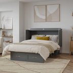 AFI, Monroe Full Murphy Bed Chest with 6" Mattress, Storage Drawer & Built-in USB Charger, Grey