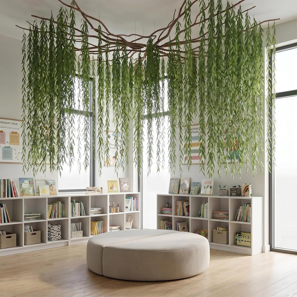 68.9ft Artificial Hanging Willow Vines Greenery Jungle Theme Decor for Woodland Forest Safari Party, Classroom Home Garden Wall Indoor Outdoor DIY Decoration