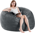 3 Feet Bean Bag Chair - BeanBag Chairs for Adults, Living Room Furniture Sofa with Soft Micro Fiber Cover, Round Fluffy Couch for Bedroom College Dorm - Grey
