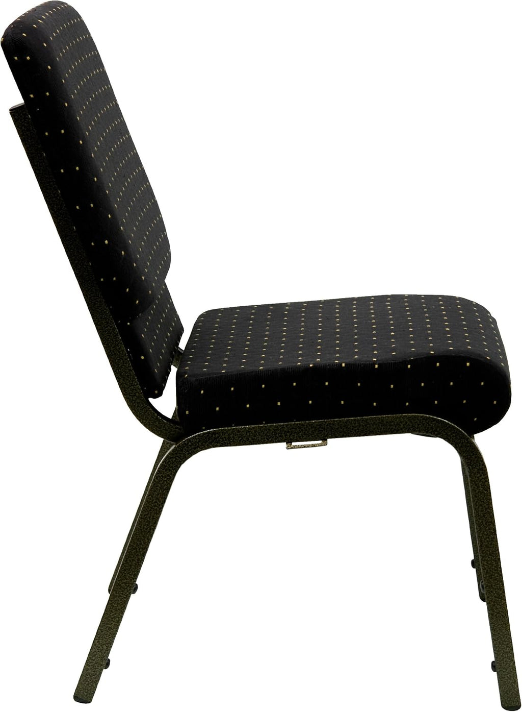 Flash Furniture 4 Pack HERCULES Series 18.5''W Stacking Church Chair in Black Dot Patterned Fabric - Gold Vein Frame