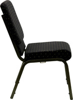 Flash Furniture 4 Pack HERCULES Series 18.5''W Stacking Church Chair in Black Dot Patterned Fabric - Gold Vein Frame