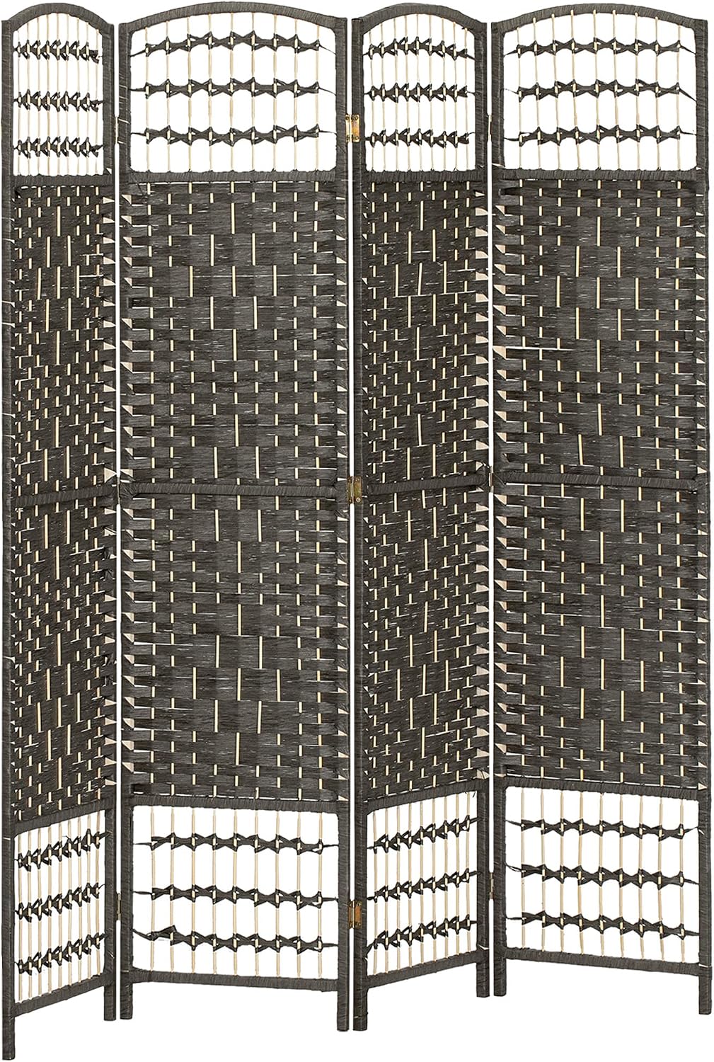 HOMCOM 4 Panel Room Divider, Folding Privacy Screen, 5.6' Room Separator, Wave Fiber Freestanding Partition Wall Divider, Dark Gray