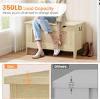 IDEALHOSUE 30” Storage Chest, Wooden Storage Bench with Safety Hinge, Retro Blanket Storage Trunk for Entryway, Living Room, Supports 350 lb, Light Oak