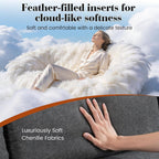 113" Oversized Sectional Sofa Set, Extra Large Modular Couch with Ottoman, Upholstered Chenille Cloud Couch Deep Seat Sofa Cushion Covers Removable for Living Room (4 Seater L Shaped Light Grey)