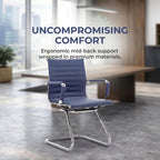 Reception Chairs Leather Conference Guest Chair Heavy Duty Back Support Office Chair, Set of 2 (Navy)