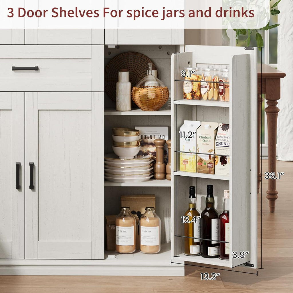 Garvee 70" Tall Kitchen Pantry Storage Cabinet, Modern Kitchen Hutch Cabinet with Doors and Shelves, Freestanding Food Pantry with Large Storage Drawer for Dining Room and Household Organization