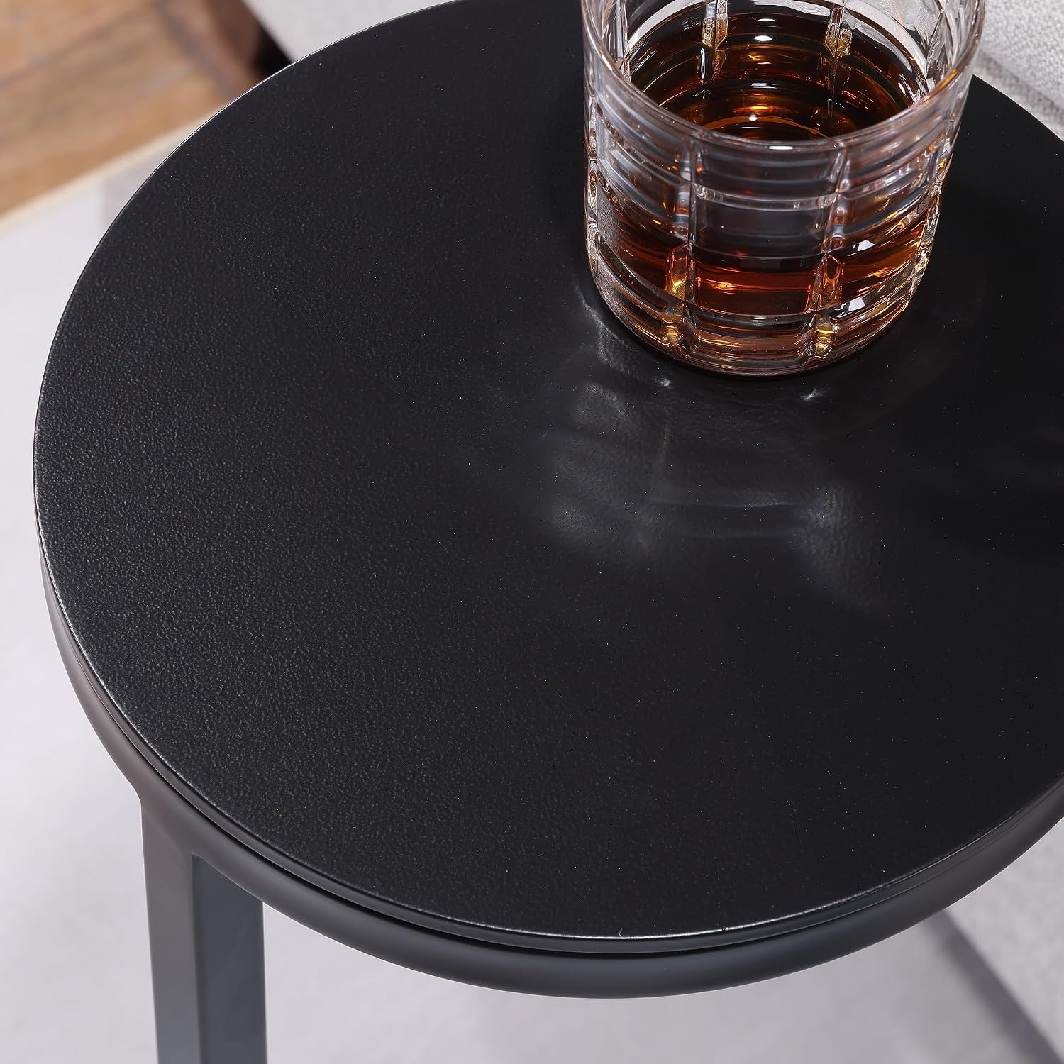 Penau Round Metal Accent Table, Antique Bronze Finish, Geometric Openwork Design, Small Side Table for Living Room Sofa Bedside, Felt Floor Pads, 10 x 10 x 24.38 Inchs